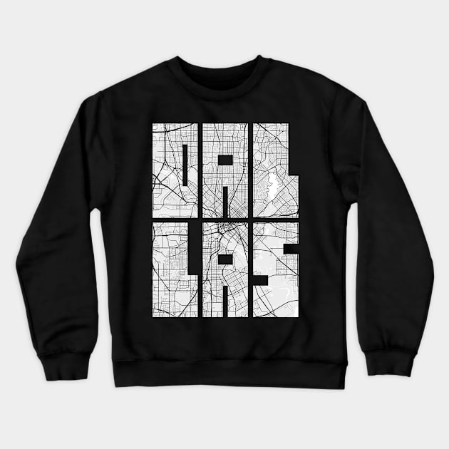 Dallas, USA City Map Typography - Light Crewneck Sweatshirt by deMAP Studio